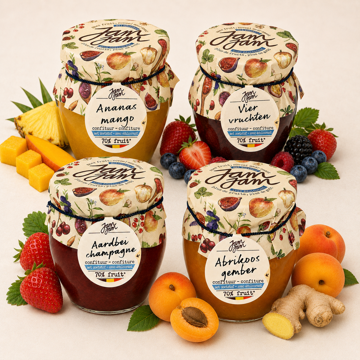 Jam Jam Ambachtelijke Confituur met Zoetstof – (212 ml)